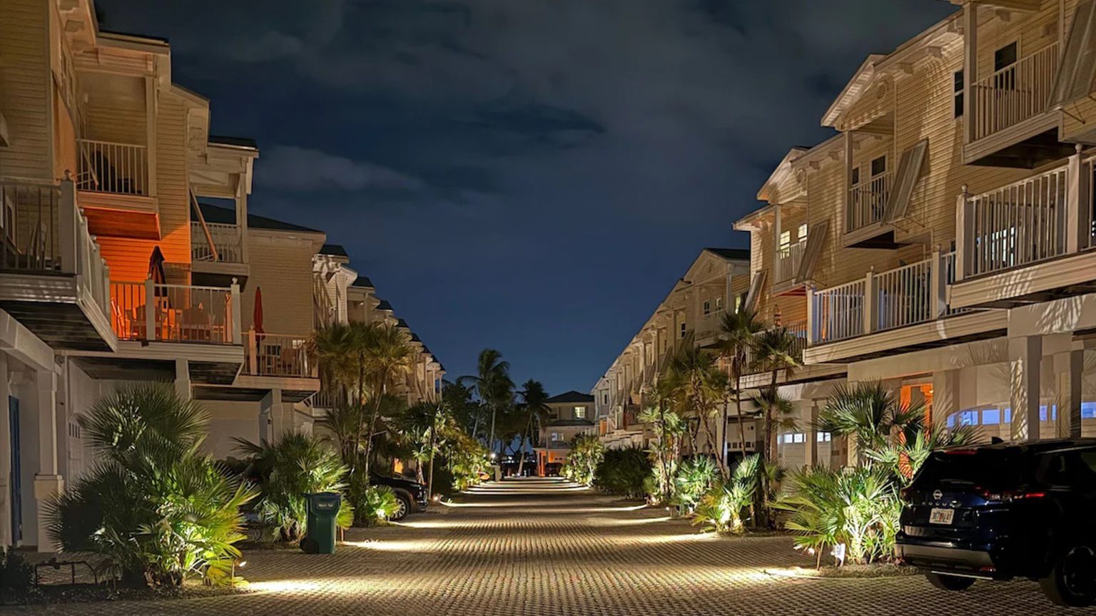 Beautifully Lit Private Community at Night in Bradenton Beach